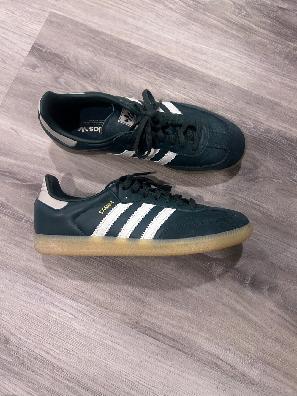 adidas Samba Sneakers in Forest Green with White Stripes